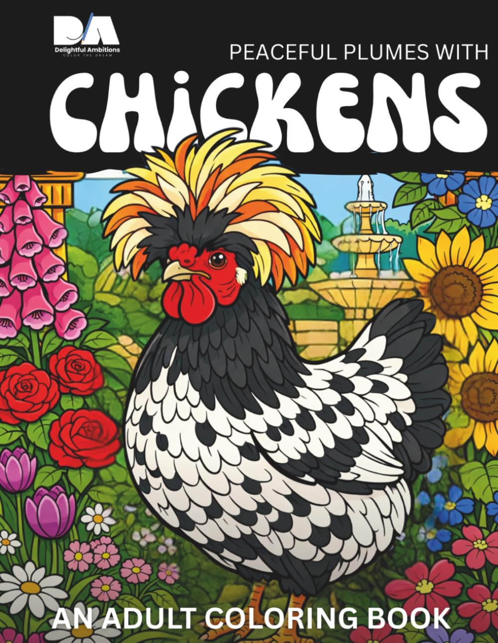 Peaceful Plumes with Chickens: An Adult Coloring Book (Cuddly Creatures Adult Coloring Books)