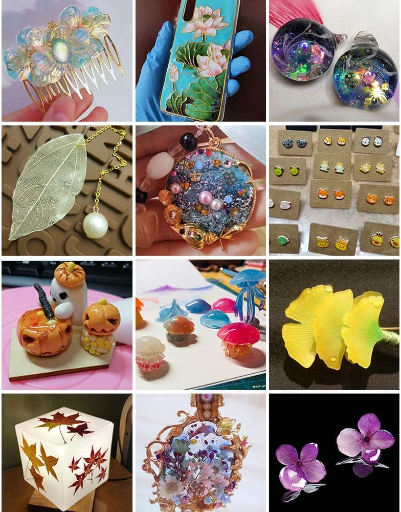 500g UV Resin Tool Kit Super Clear Hard UV Resin No Yellowing No Shrinkage Fast Curing with Resin Mixing Cups Sticks Mat Finger Cots Pipettes for Resin Crafts DIY Jewelry Making Casting & Coating