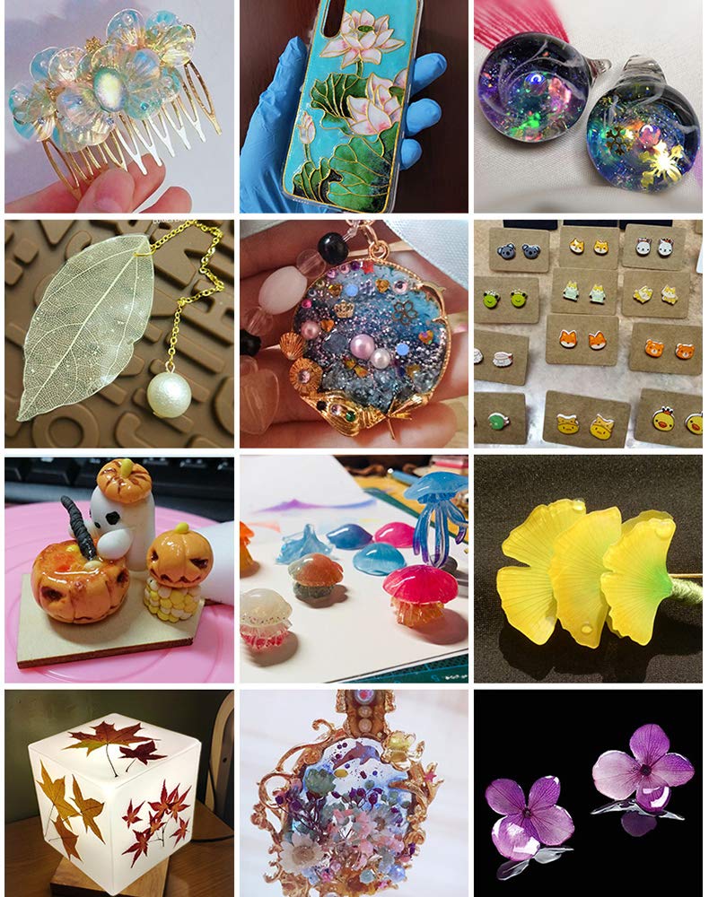 8X 30ML Crystal Clear Epoxy Resin UV Curable Transparent Kit with Compact Portable UV Lamp for Jewelry Making Resin Art Resin Crafts DIY, Fast Drying Non-Toxic, 240ML in Total