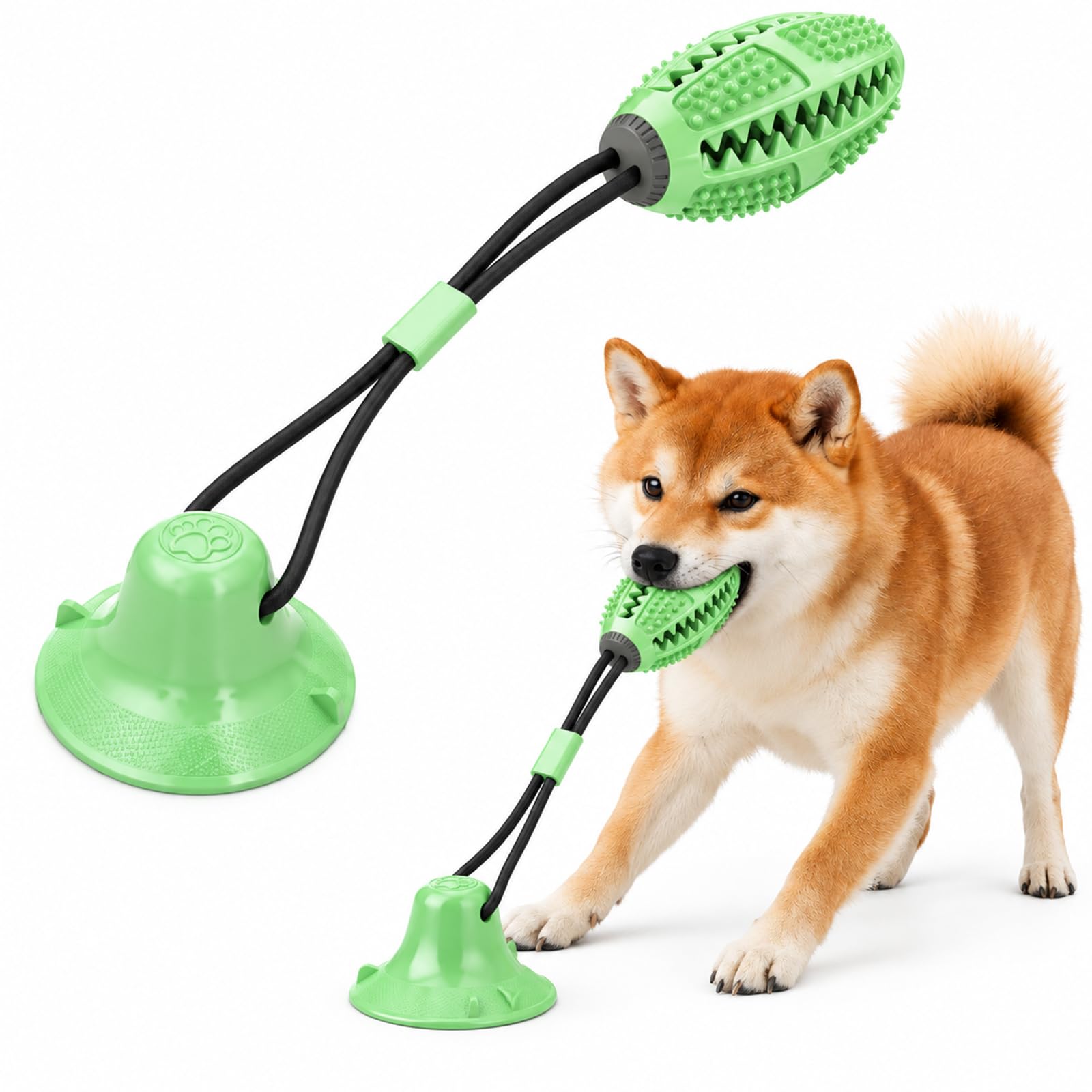 OKUYOSHI 犬 おもちゃ 吸盤付き 引っ張りトイ 知育玩具 デンタルトイ おやつ入れ 音が鳴る 噛むおもちゃ ロープトイ