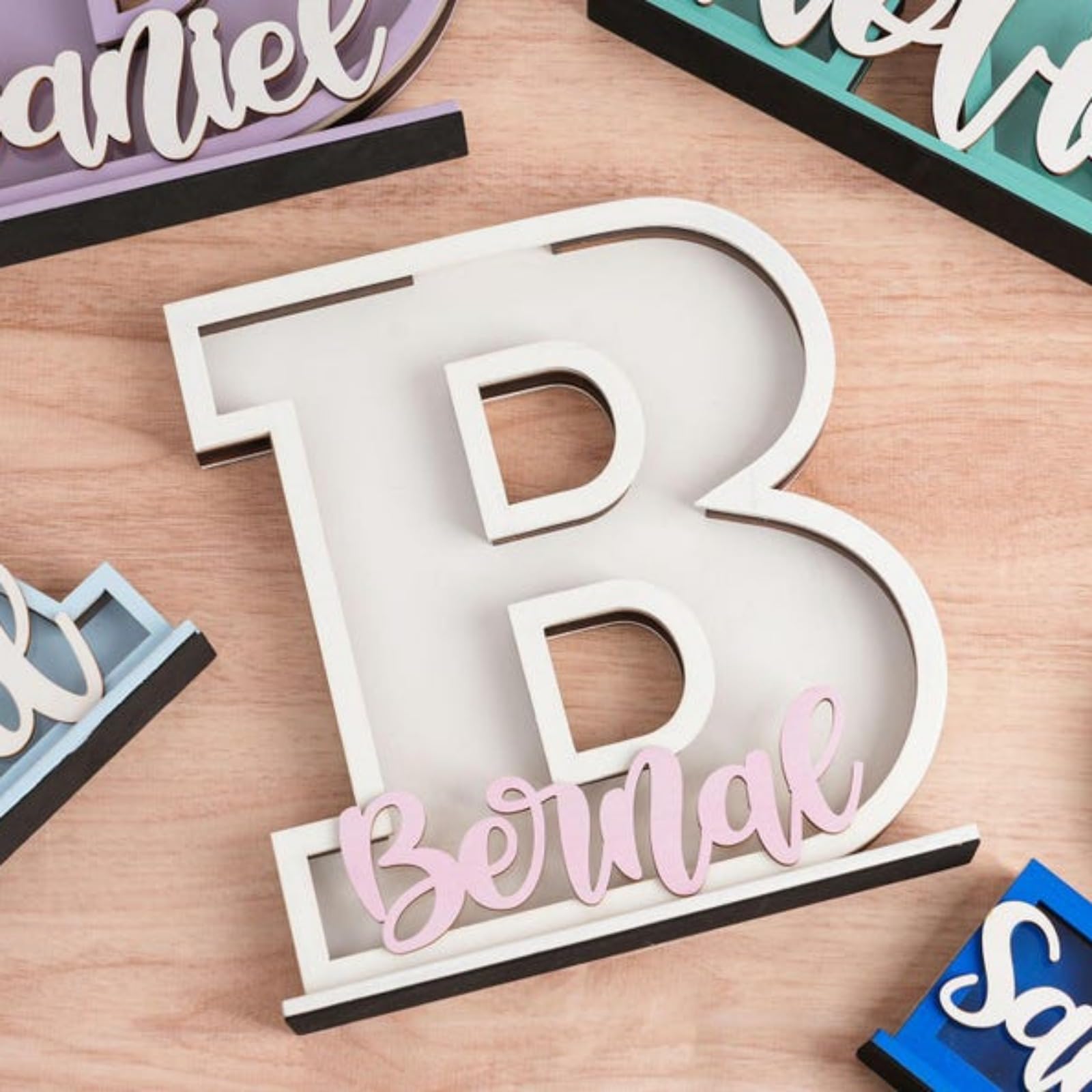 Alcancía con nombre personalizado, hucha con inicial personalizada, alcancía de madera con letras, hucha, regalo para niños, alcancía (18 cm)
