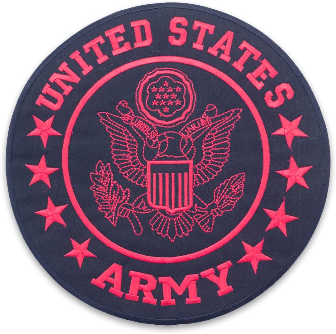 United State Army Red Round Iron on Patch for Biker Vests & Jackets