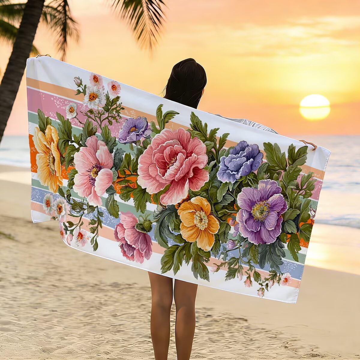 Ręcznik plażowy z mikrofibry, duży ręcznik plażowy 90 x 180 cm 2 sztuki, damski ręcznik gimnastyczny szybkoschnący, odporny na piasek ręcznik z mikrofibry, lekkie ręczniki gimnastyczne dla kobiet