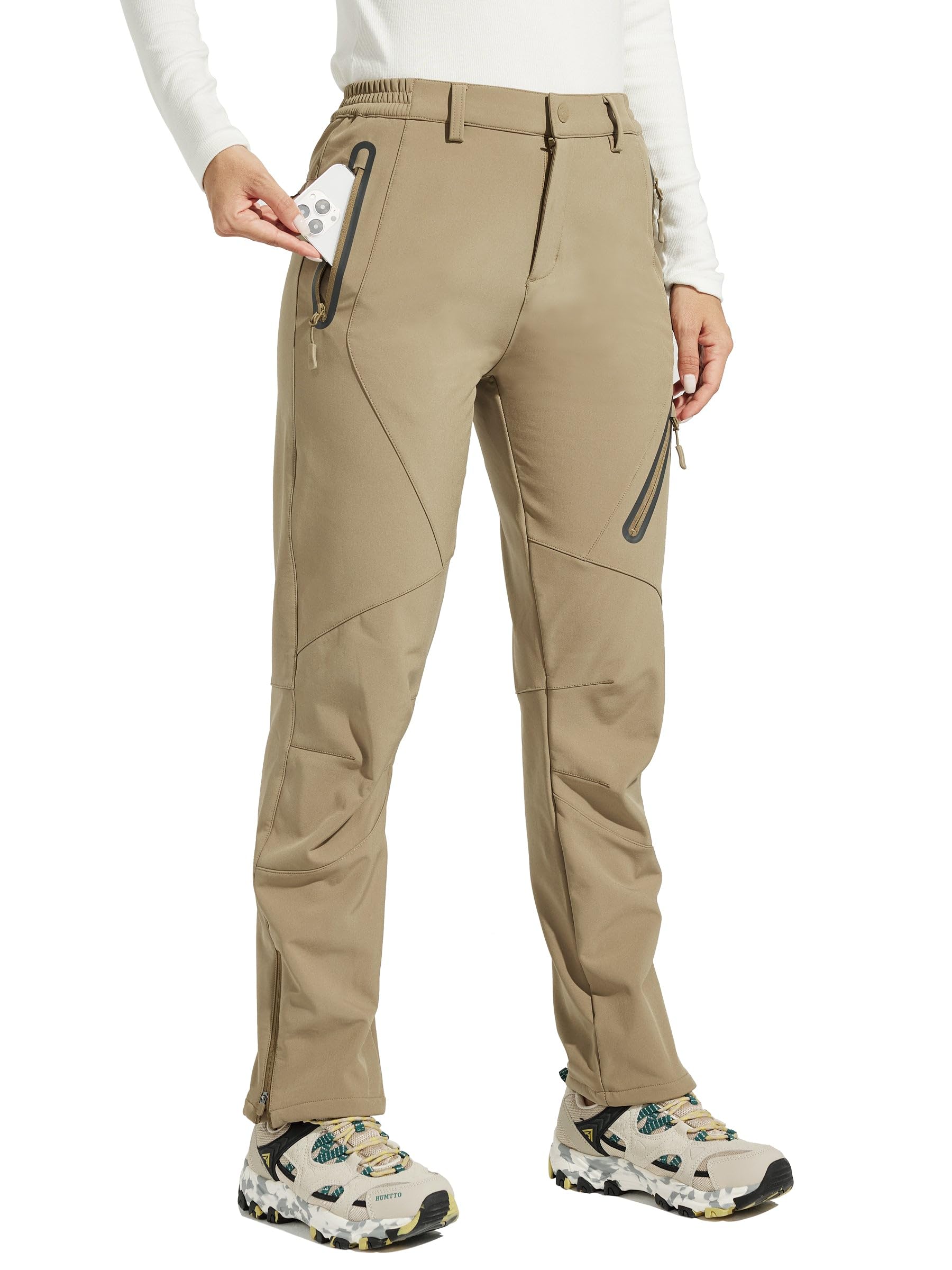 Willit Pantalones de invierno para mujer, impermeables, para senderismo, cálidos, para exteriores, aislados, para clima frío