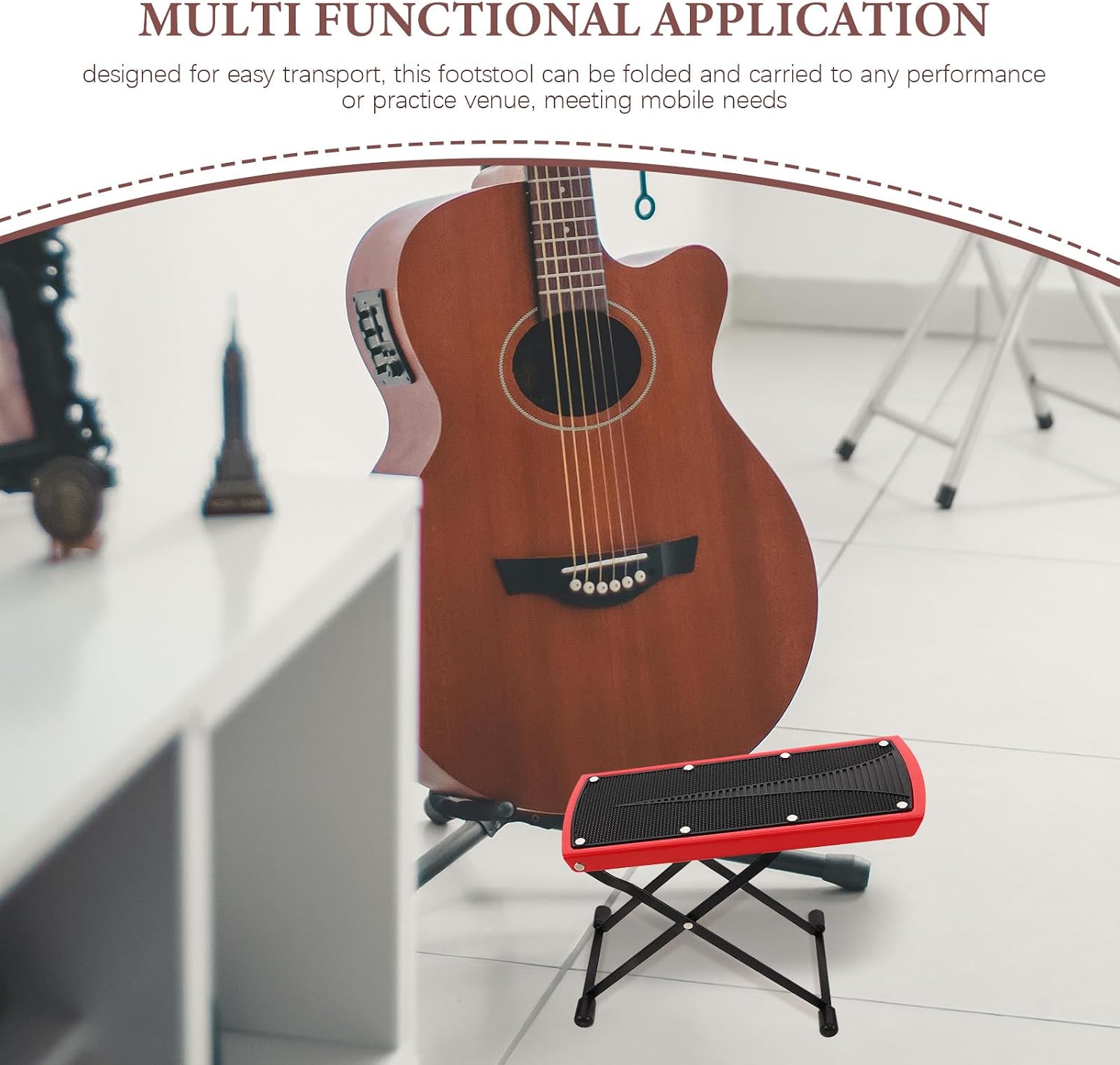 Foldable Guitar Footrest Stool Adjustable with 6 Height Positions
