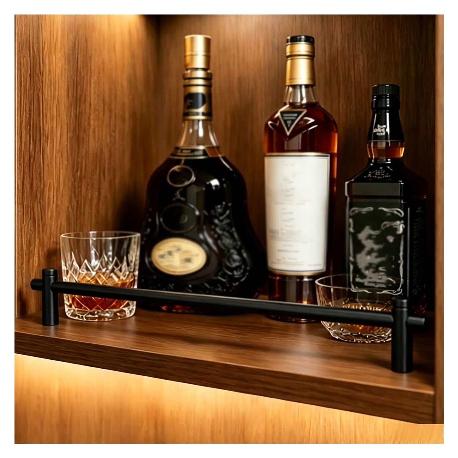 3Pcs Wine Rack Cabinet Guard Rail, 18/20/24/28/30/36in Anti-Tipping Shelf Railing Kit for Bookcase & Retail Display Rack, Gallery Storage Bar Hardware(Black,39in/99cm)