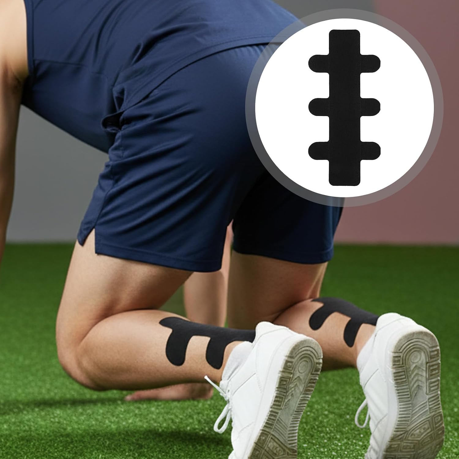 12Pcs Precut Achilles Tendonitis Kinesiology Tape, Achilles Tendon Ankle Tape, Waterproof Breathable Athletic Heel Support Tapes, Elastic Sports Patch Strips for Muscle Recovery and Stability