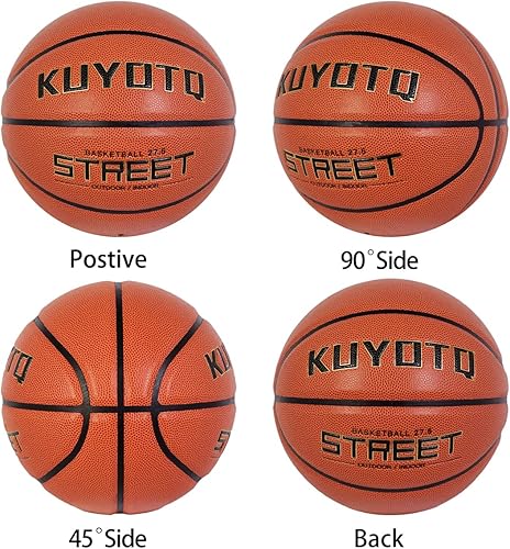 Miniatura 5 de KUYOTQ Baloncesto callejero para niños y jóvenes, tamaño 5 para exteriores, 27.5 pulgadas, piel suave, canal profundo, resistente al desgaste,