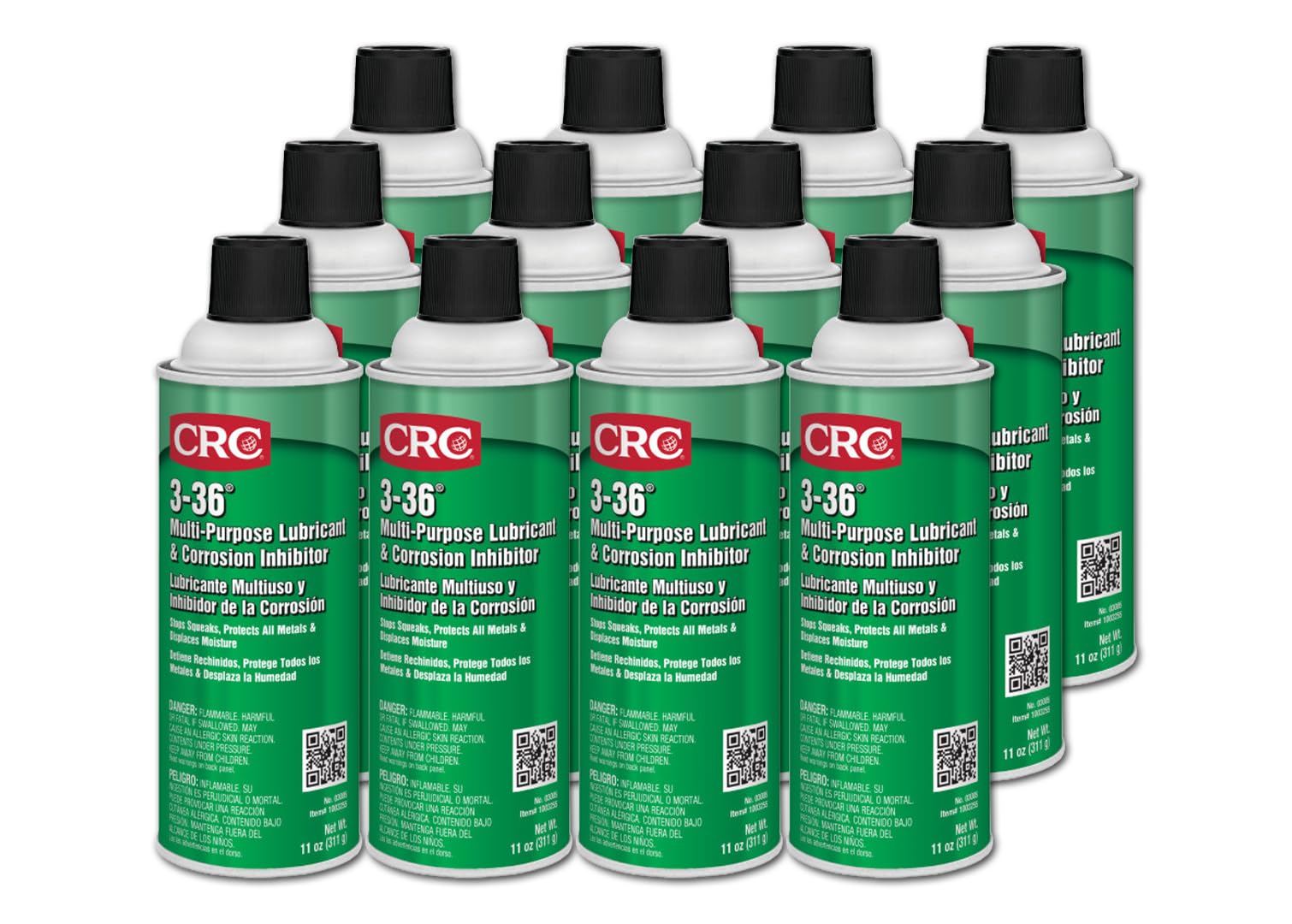 CRC 3-36 Multi-Purpose Lubricant & Corrosion Inhibitor, 11 Wt Oz, (Pack of 12), 03005CS