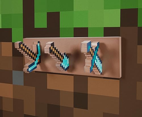 Miniatura 3 de Ukonic Minecraft Diamond Tool - Ganchos para colgar abrigos de pared, organizador de almacenamiento para sombreros y abrigos, soporte de pared,