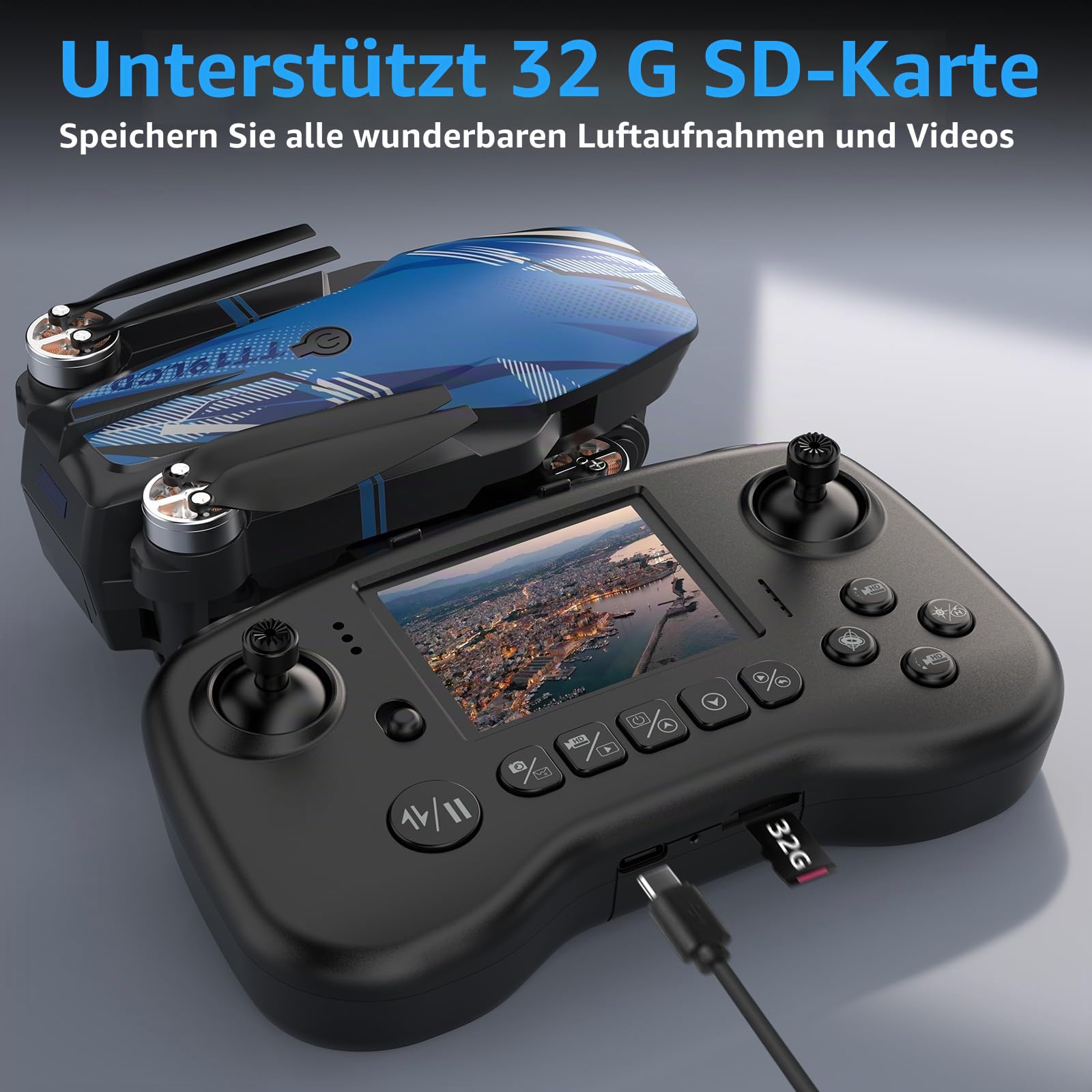 Drohne mit Kamera LCD-Bildschirm Live Video, 4K Drone mit Bürstenlosem Motor, 270°-Hindernisvermeidung, Zusammenklappbarer RC Mini Quadcopter für Erwachsene Anfänger, Unter 250G, Geschenk