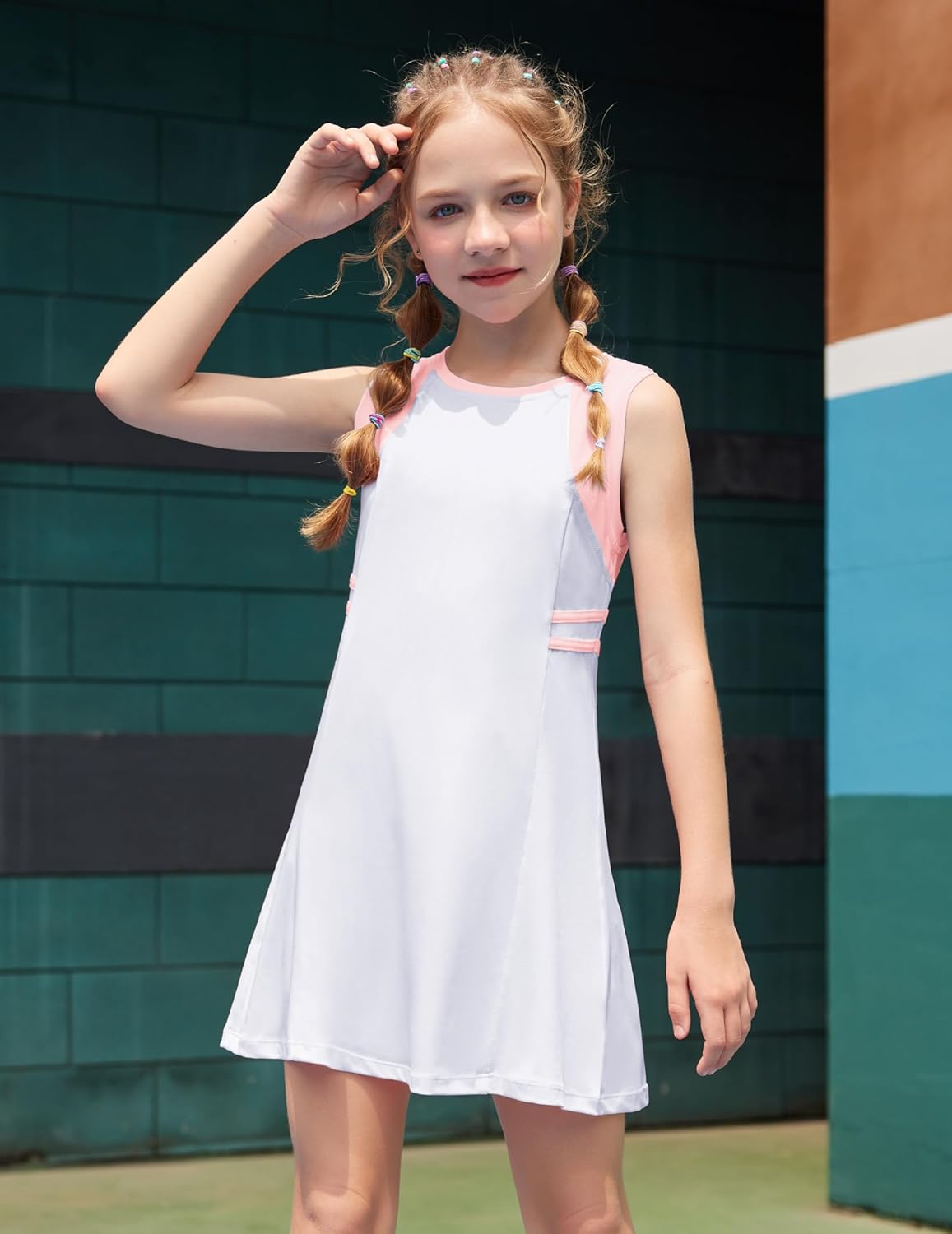 Zaclotre Girls Tennis Dress Cute Golf Outfit Sleeveless Workout Athletic Dresses with Shorts Pockets - Image 2