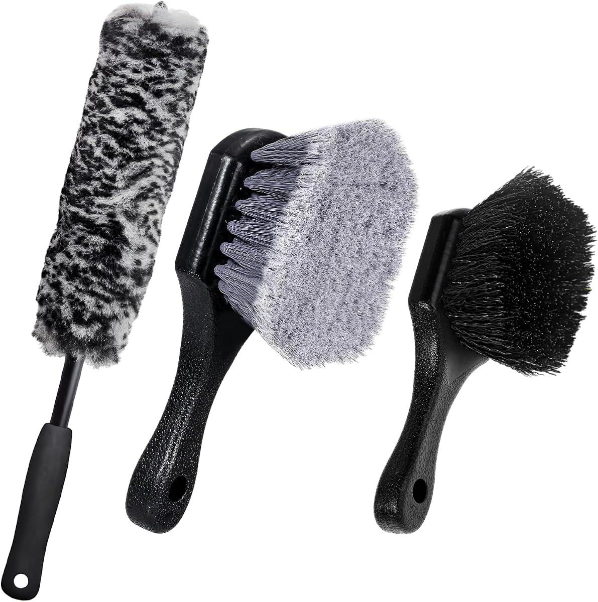 Car Wheel & Tire Brush Set, Soft & Stiff Bristle Cleaner Microfiber Rim Detailing Brush, Scratch Free Wheel Brushes Exterior Surface Cleaning Tool for Cars Trucks Motorcycles