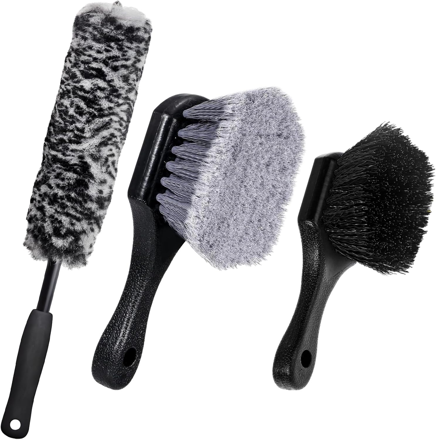 Car Wheel & Tire Brush Set, Soft & Stiff Bristle Cleaner Microfiber Rim Detailing Brush, Scratch Free Wheel Brushes Exterior Surface Cleaning Tool for Cars Trucks Motorcycles