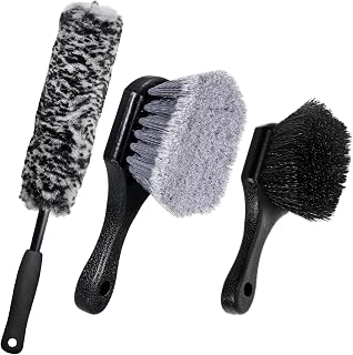 Car Wheel & Tire Brush Set, Soft & Stiff Bristle Cleaner Microfiber Rim Detailing Brush, Scratch Free Wheel Brushes Exterior Surface Cleaning Tool for Cars Trucks Motorcycles