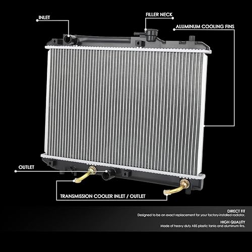 Miniatura 8 de DNA Motoring OEM-RA-13283 - Radiador de núcleo de aluminio estilo fábrica de 23-9/16 pulgadas, compatible con Suzuki Esteem AT/MT 99-02