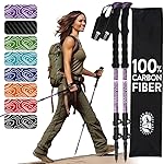 Hiker Hunger Carbon Fiber Hiking Poles Collapsible Lightweight for Women | Walking Sticks for Hiking | Trekking Poles for Hiking | Nordic Walking Poles for Seniors, Men & Kids - Purple EVA Foam