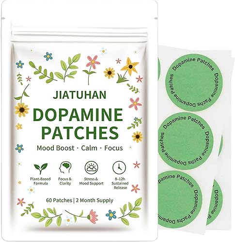 Parches de dopamina extra fuertes  Apoyo al estado de ánimo, calma y concentración  Alivio del estrés con mucuna y 5-HTP  A base de plantas, veganos