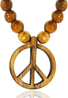 SANAD Peace Sign Necklace Olive Wood – Handmade Hippie Jewelry from Je...