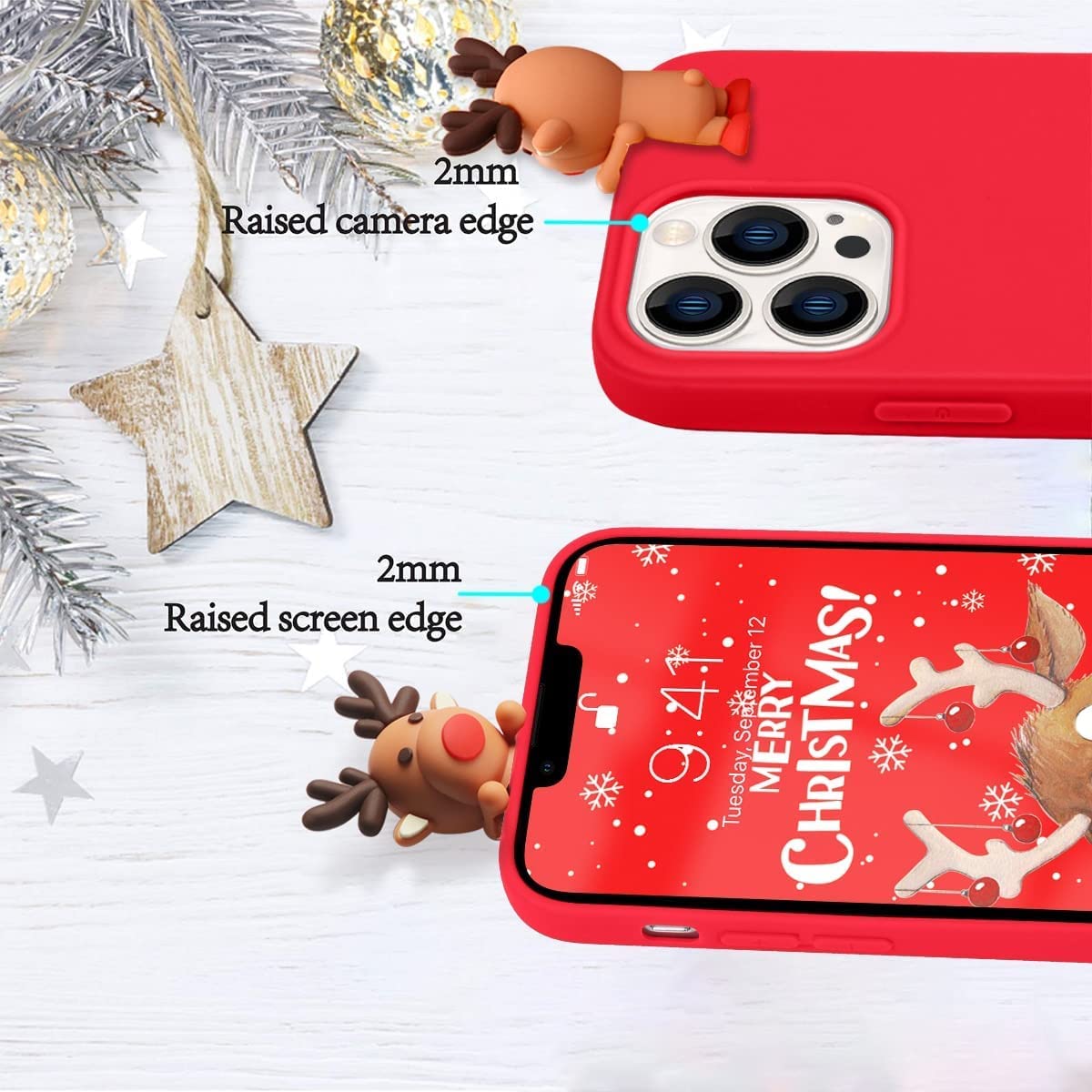 TENDLIN Cover Compatibile con iPhone 14 Pro Custodia in Legno con Carbonio e Pelle Compatibile