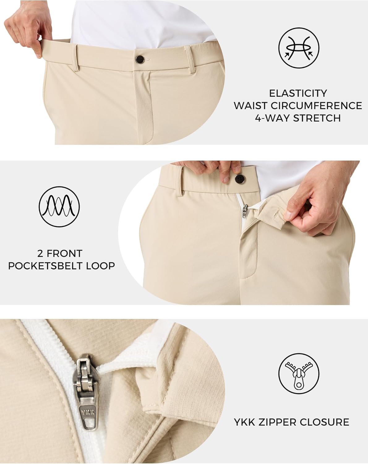 Mens Golf Pants Waterproof Stretch Work Pants 30"/32"/34" Quick Dry Lightweight Casual Comfy Trousers with Pockets - Image 4