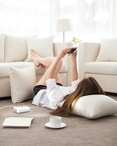 Miniatura 4 de Cargador USB de 8 puertos, cargador USB C de viaje multipuerto, mini estación de carga con puertos USB C y USB A, bloque de estación de carga para