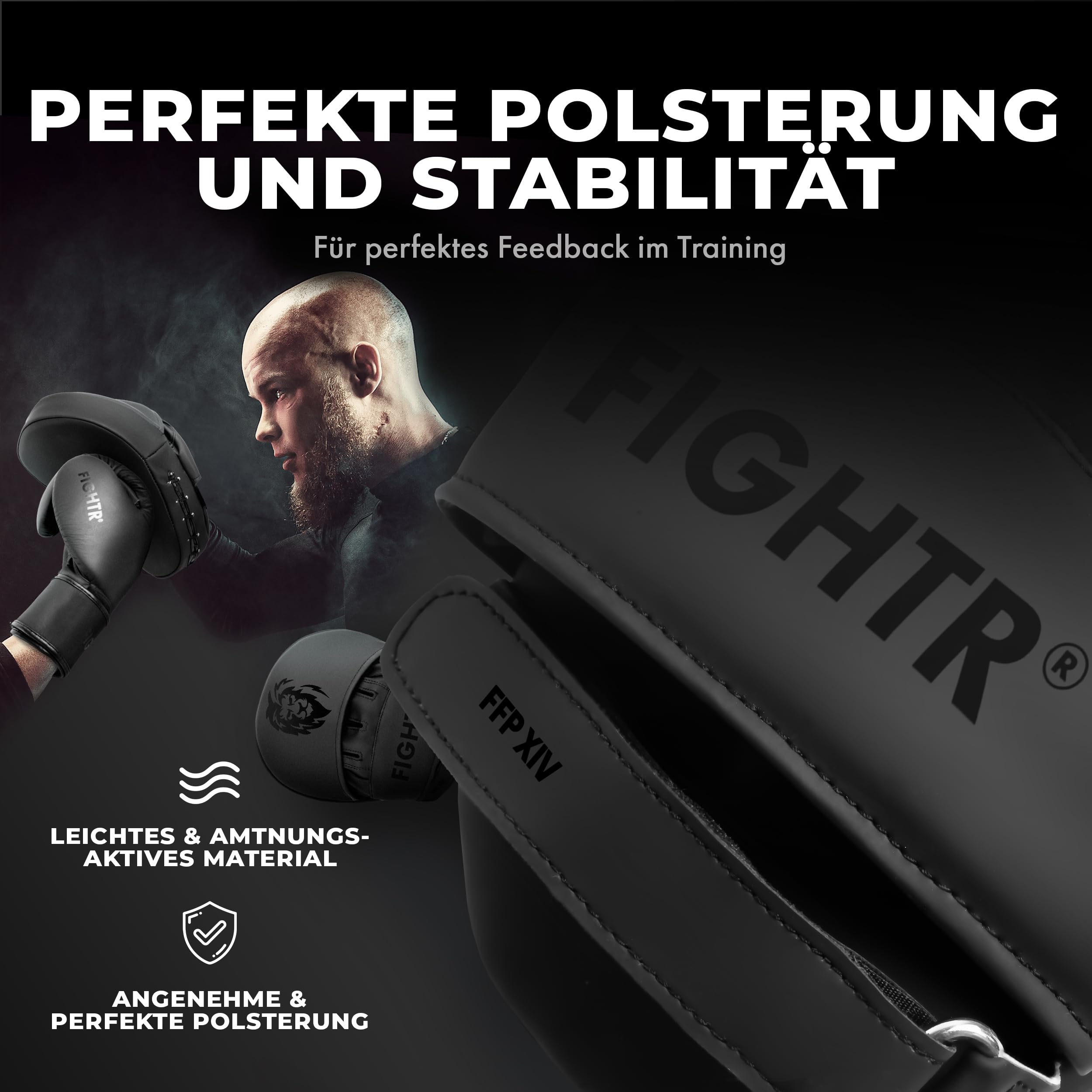 FIGHTR® Premium Handpratzen - Ideale Polsterung & Stabilität | Boxhandschuhe für Kampfsportarten inkl. Tragetasche | Focus Pads für Boxen, MMA, Muay Thai, etc.