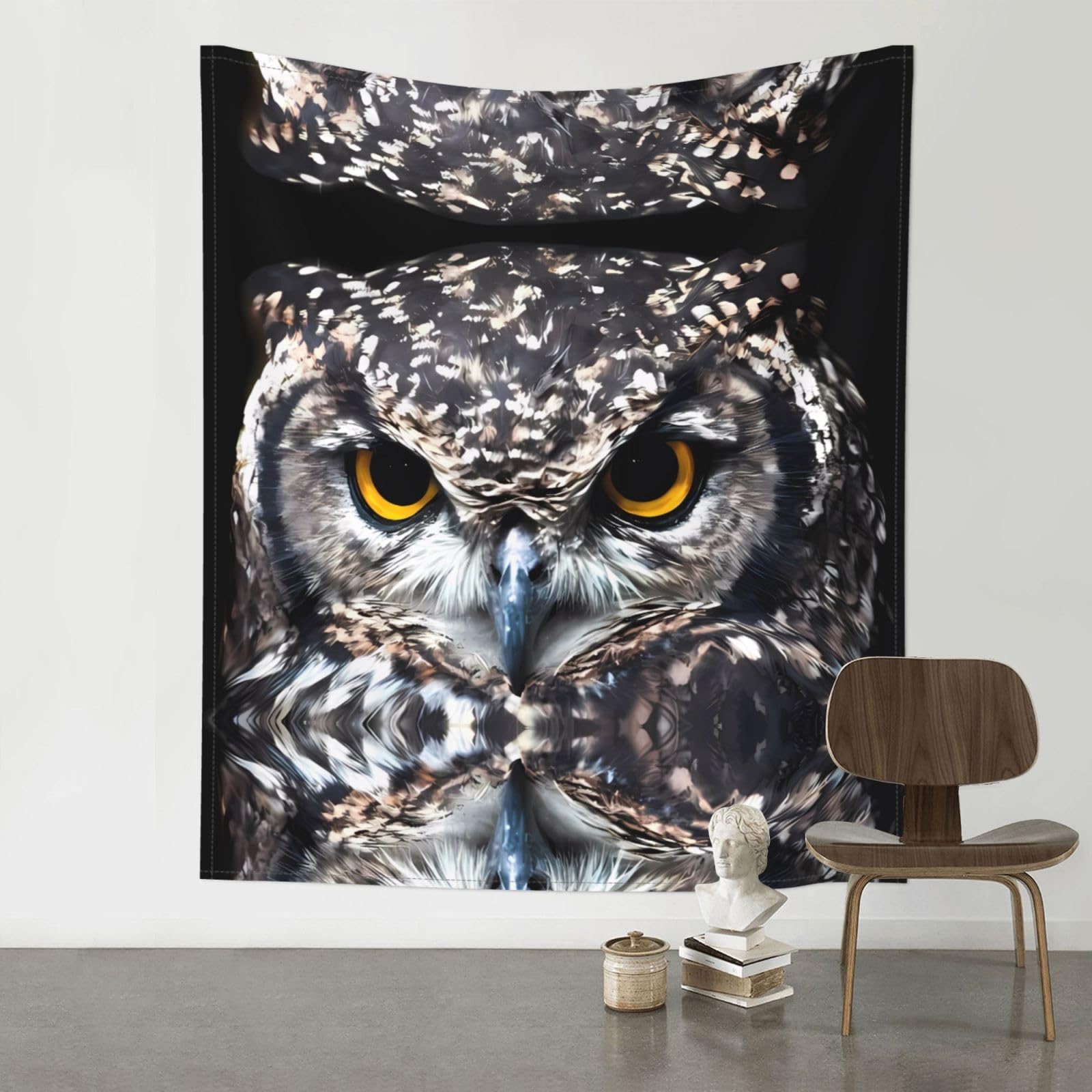 YYHWHJDE Yellow eyed owl Prints 60x51in Wall Tapestry – High-Grade Polyester Throw for Dorm, Beach & Home Decor