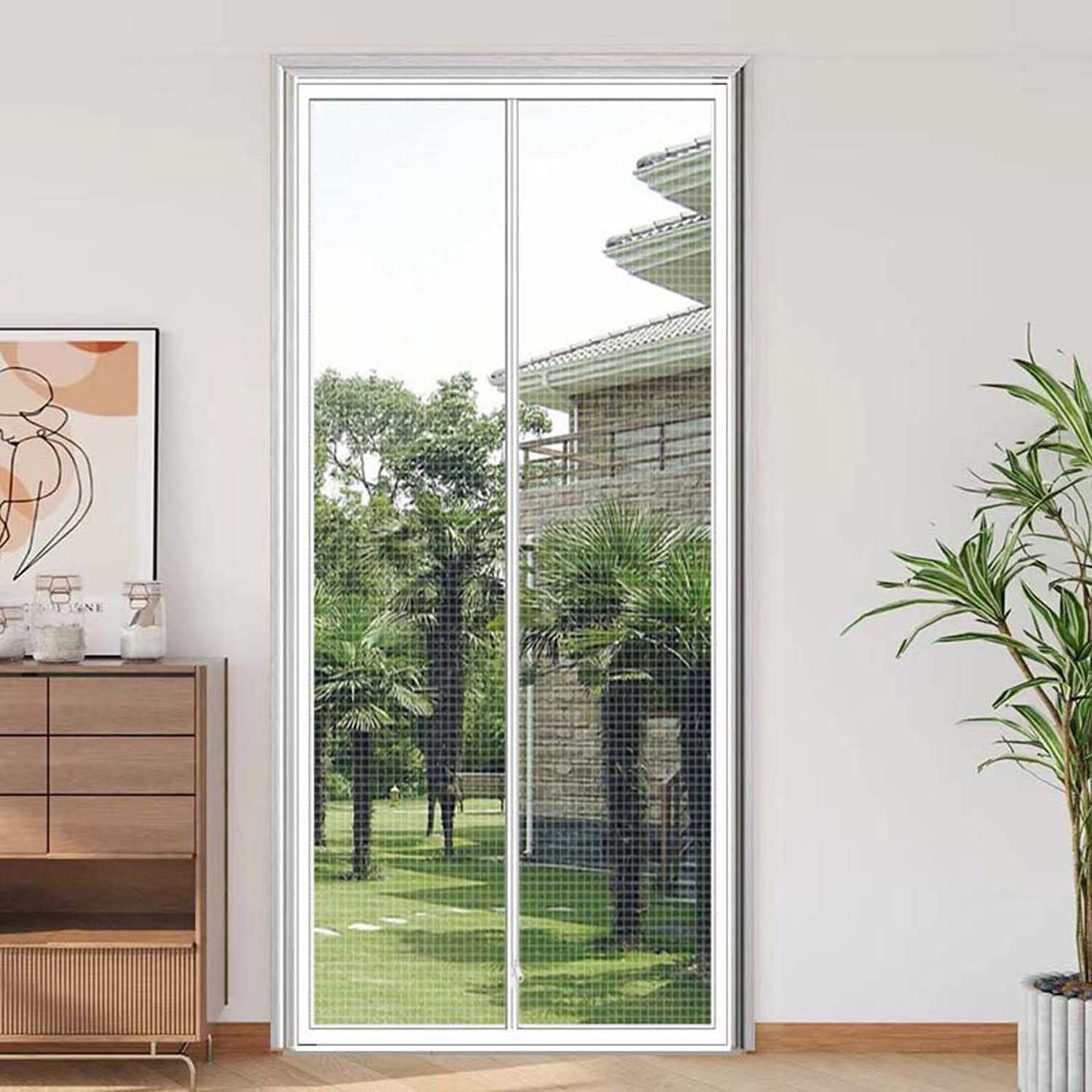 Porta per gatti rinforzata con doppia serratura, sicura per animali domestici, in lega di acciaio, con supporto adesivo, varie dimensioni (90 x 200 cm) e sicura per animali domestici e casa