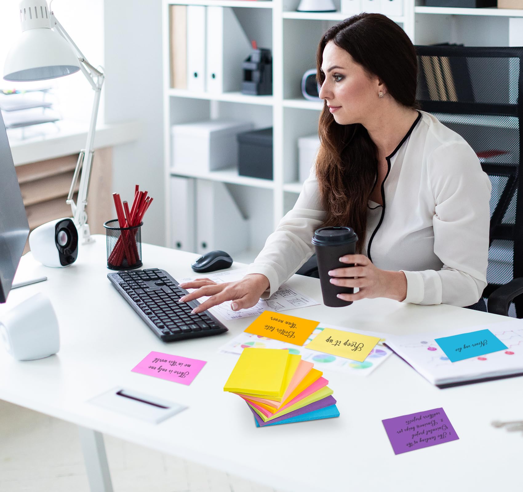 Blocs Sticky Notes Agoer - 8 Blocs 6 Couleurs + 2 Gratuits - 76x127 Mm - 60 Feuilles/Bloc - Pour Bureau, École, Maison