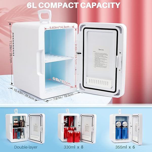 AstroAI 6 Liter/8 Can Mini Fridge,Small Refrigerator, Mini Refrigerator