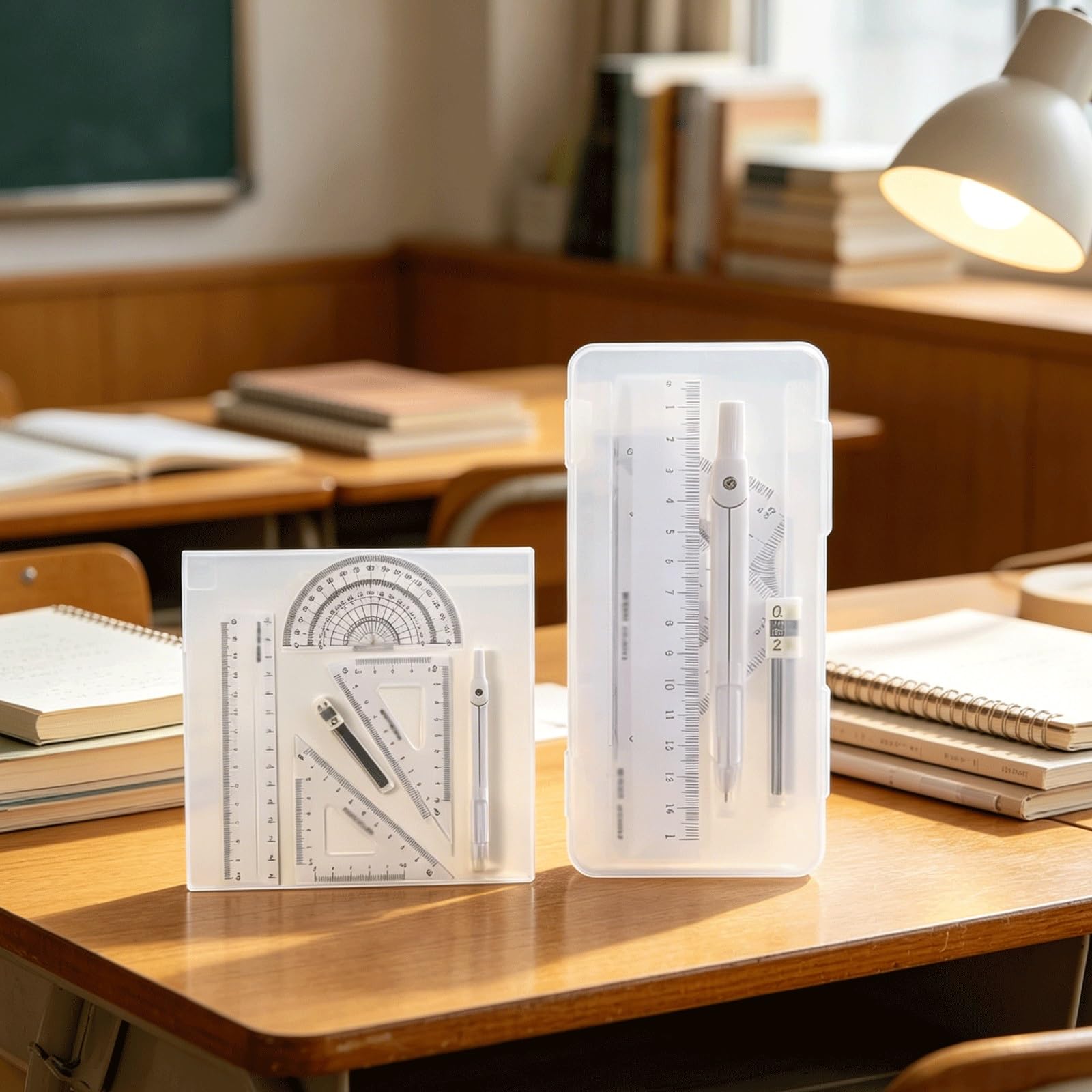 Geometrie-Set, tragbar, leicht, Zeichenkompass, Winkelmesser und Zirkel-Set, Mathe-Kompass, verriegelbarer Flügelteiler-Kompass for Geometrie