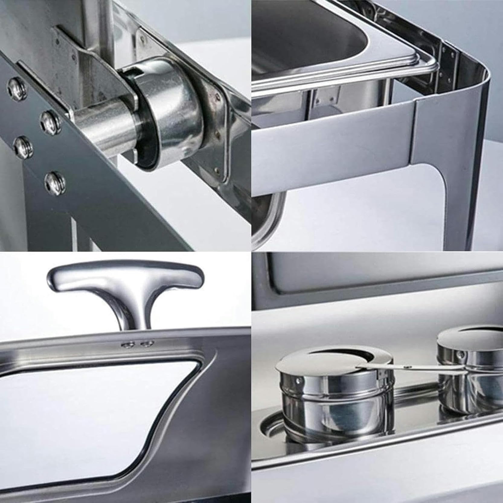 Chafing Dish in Acciaio Inox da 9 Litri,Set di Chafing Dish Scaldavivande A Buffet,con Teglie per Alimenti E Porta-Combustibile,Set Professionale Scaldavivande per Cat