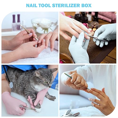 Miniatura 7 de Soiiw Caja esterilizadora de herramientas de uñas, bandeja de esterilización de plástico, organizador de almacenamiento para pinzas, extensiones de