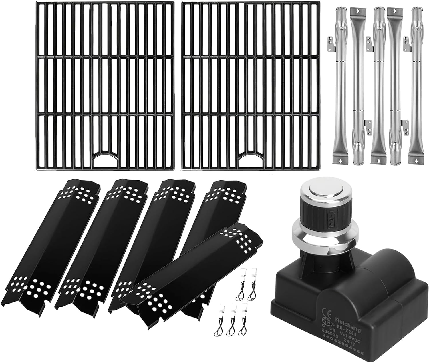 BQMAX Grill Parts Kit with DHL-128-6Q Ignite for Nexgrill 5 Burner Gas 720-0888 720-0888A 720-0888N, 6 Outlet Button Igniter for Nexgrill 5 Burner Parts