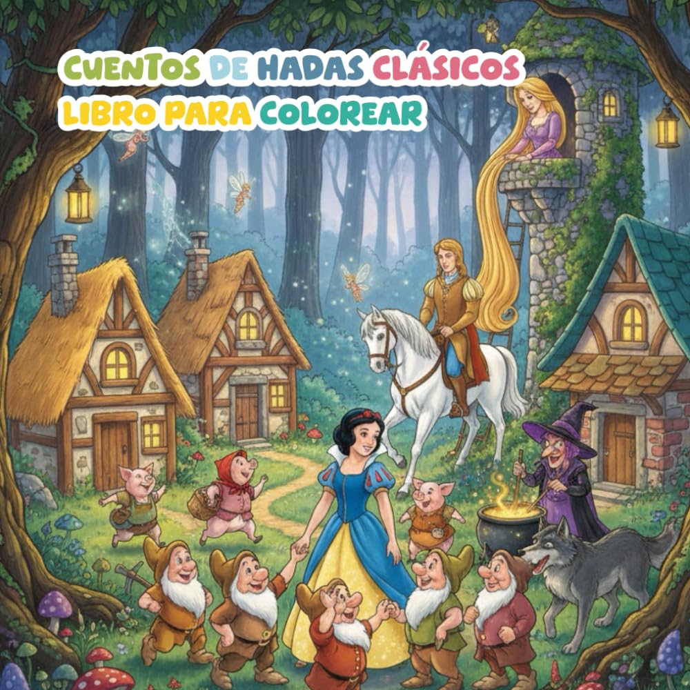 Libro para colorear: Cuentos de Hadas Clásicos: Libro para Pintar Princesas, Hadas en el Bosque y Paisajes Mágicos para Niños