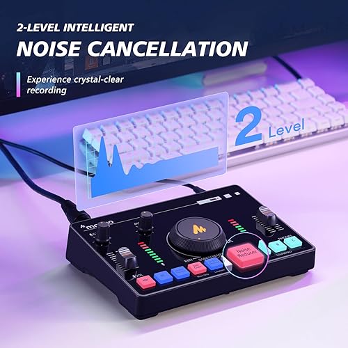 Miniatura 8 de MAONO Mezclador de audio de transmisión, interfaz de audio y micrófono condensador XLR con preamplificador profesional, Bluetooth, batería