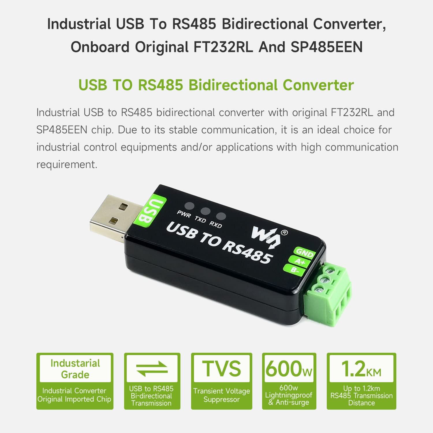 Convertitore USB To RS485 - Industriale, Bidirezionale, Per Controllo Industriale