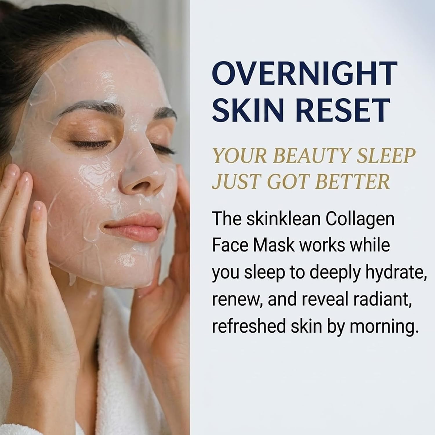 Skinklean Collagen Face Mask, Skin Klean Gentle Care & Deep Hydration, Bio-Collagen Real Deep Mask,Overnight Hydrating Face Mask for All Skin Types