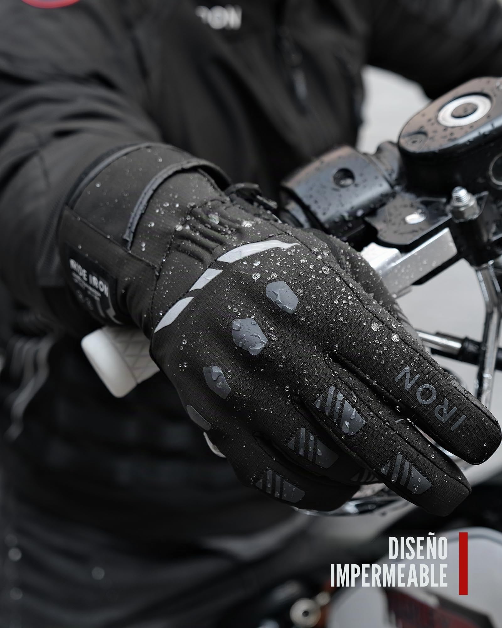 RIDEIRON Guantes Moto Invierno Hombre Mujer, Guantes de Moto Invierno Impermeables Cortaviento con 3M Thinsulate, Función Táctil y Protección de Nudillos, Guantes Antideslizantes Reflectantes