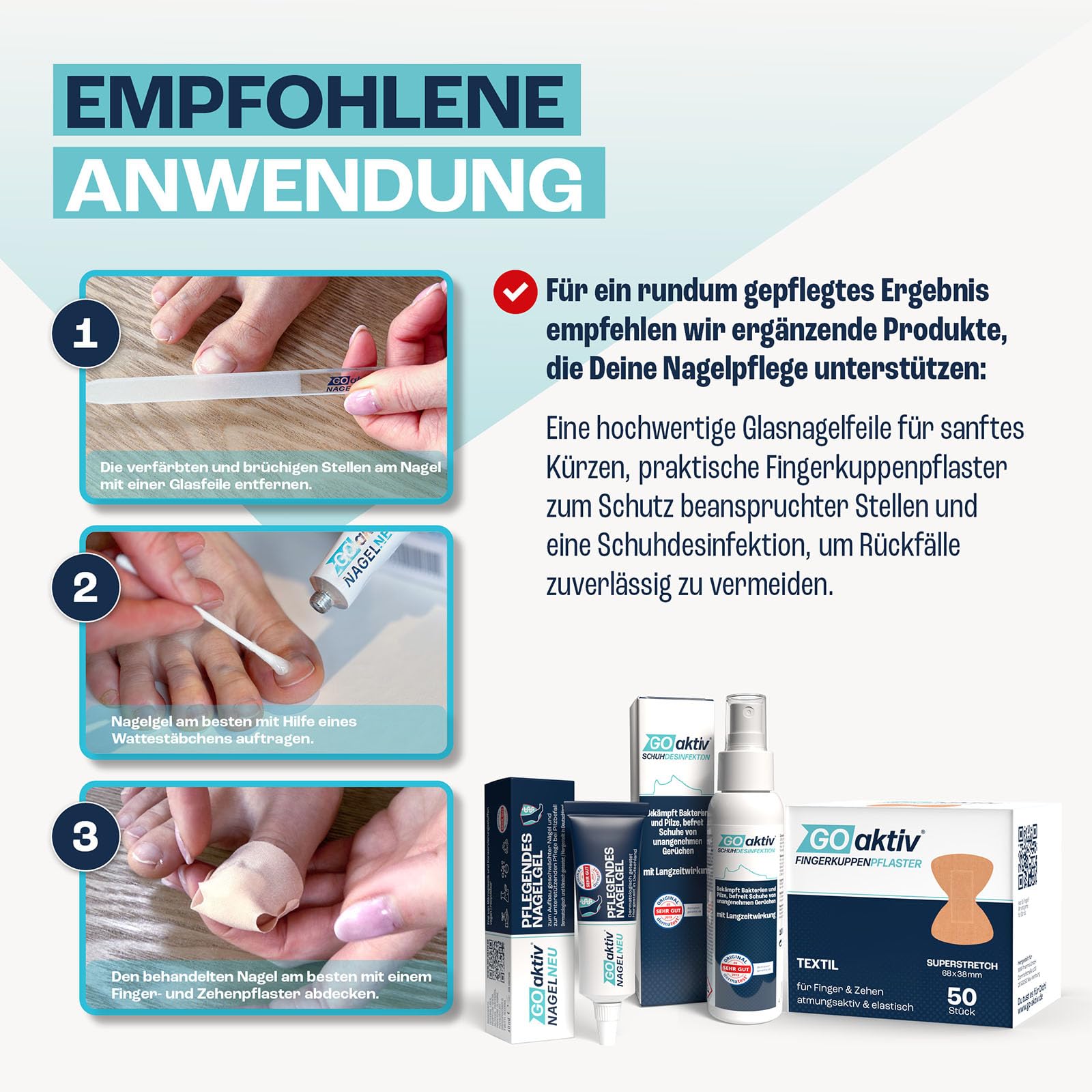 GOaktiv® NAGELNEU | Pflegendes Nagelgel | Zum Aufbau geschwächter Nägel und zur unterstützenden Pflege bei Pilzbefall | 5 x 10 ml