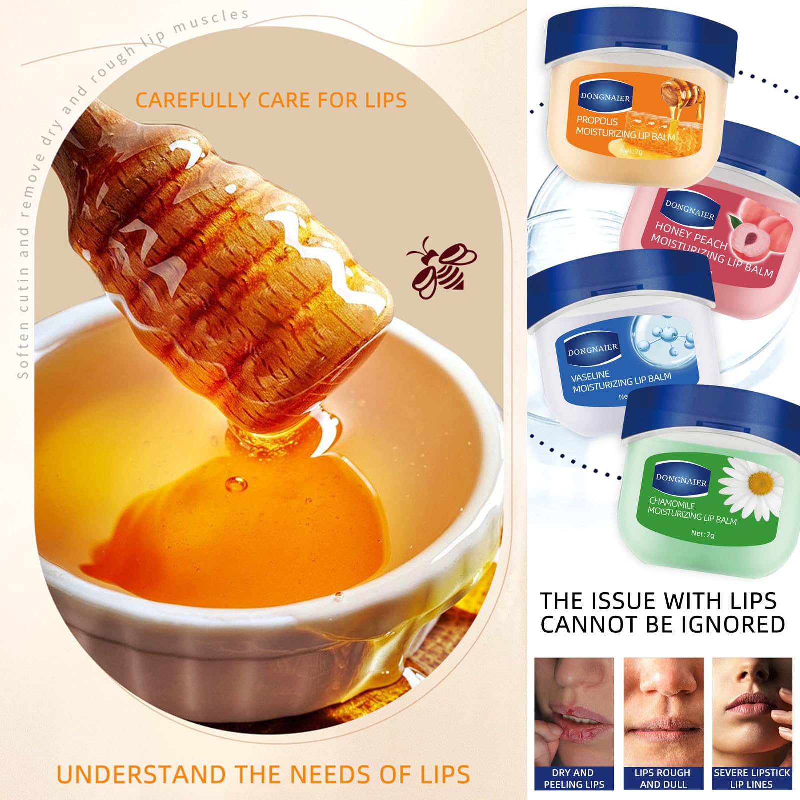 Lip Balm Set, 4PCS Lip Mask Lip Care Multipack Gift Set, Moisturizing Soothing Hydrating Lip Repair Moisturizer Set - Image 3