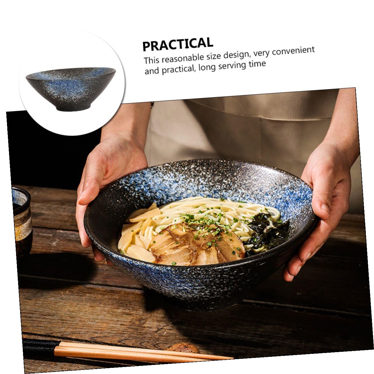 Alipis Bol Japonais Céramique Bleu Glacé Bol à Ramen Polyvalent pour Soupe Nouilles et Salade Vaisselle Maison et Restaurant
