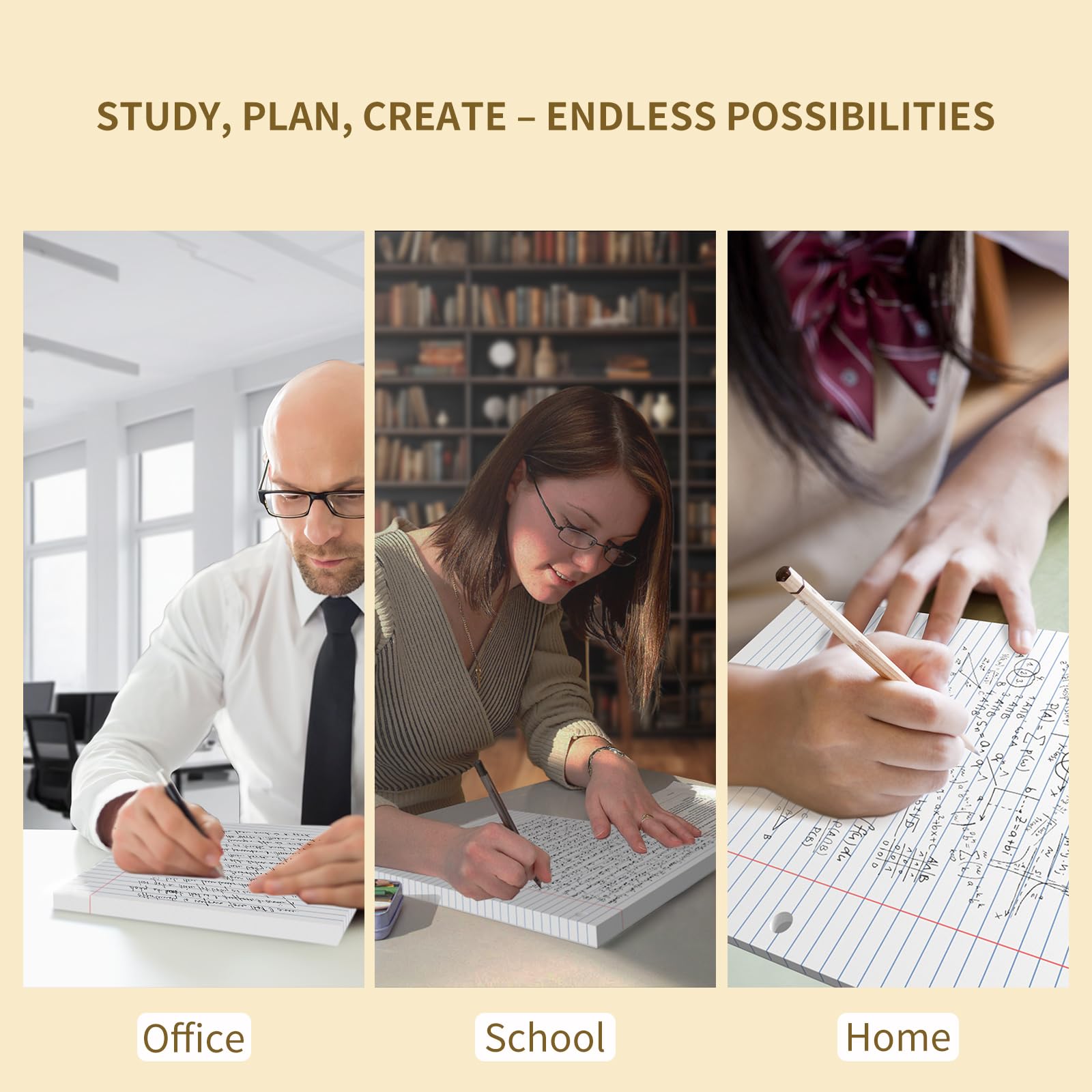 500 Sheets Loose Leaf Paper 8" x 10.5" Colored Filler Paper College Ruled 3-Hole Punched Lined Paper Notebook Paper for 3-Ring Binders Notepad Writing Note Pads Ideal for Home, School, Office