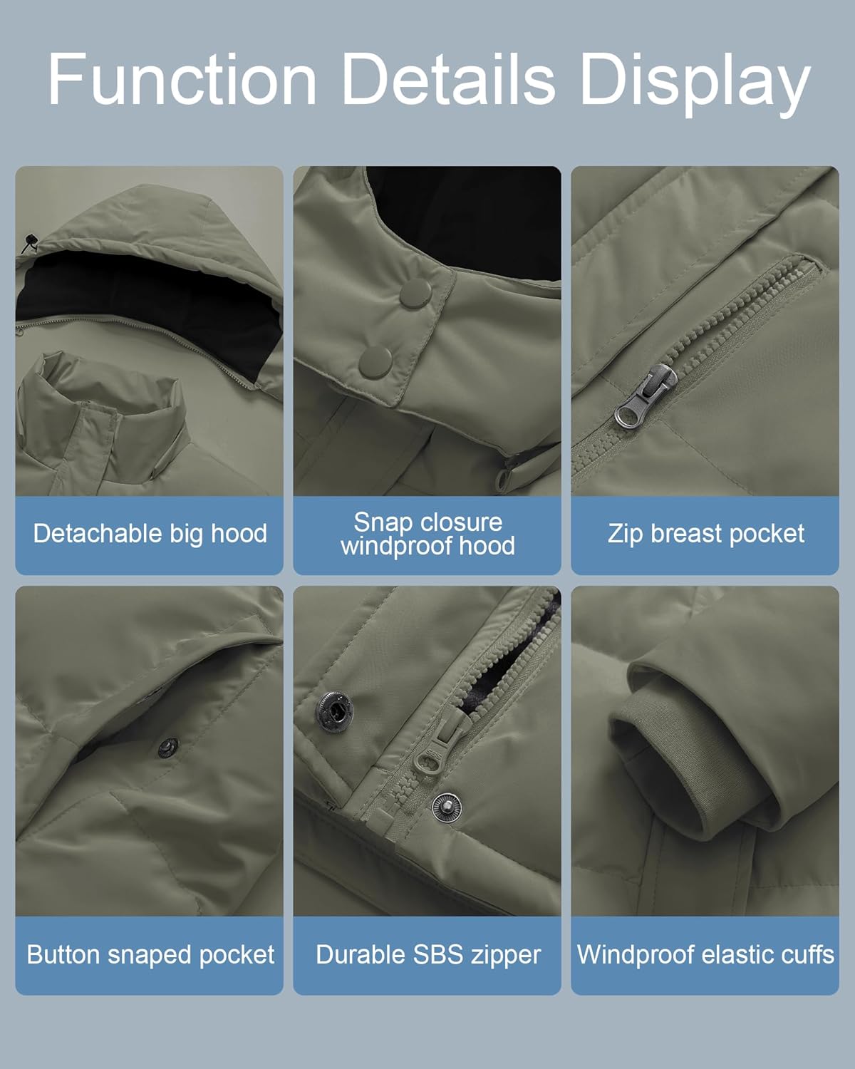 Pursky Women's Warm Winter Thicken Coat Waterproof Cropped Jackets Parka With Removable Hood - Image 5