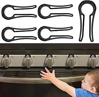 Stove Knob Lock for Child Safety and Proofing (5 Pack), Oven Knob Safety Covers for Kids and Pets(Black)