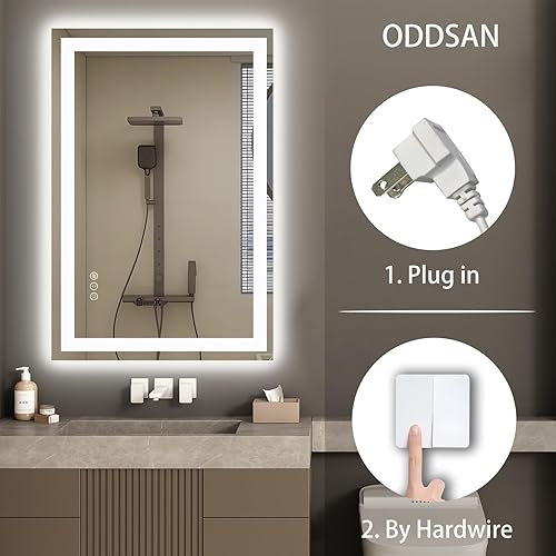 Miniatura 38 de Espejo de baño LED iluminado de 30 x 30 pulgadas para pared, espejo cuadrado de tocador con luces, regulable, antivaho, a prueba de roturas,
