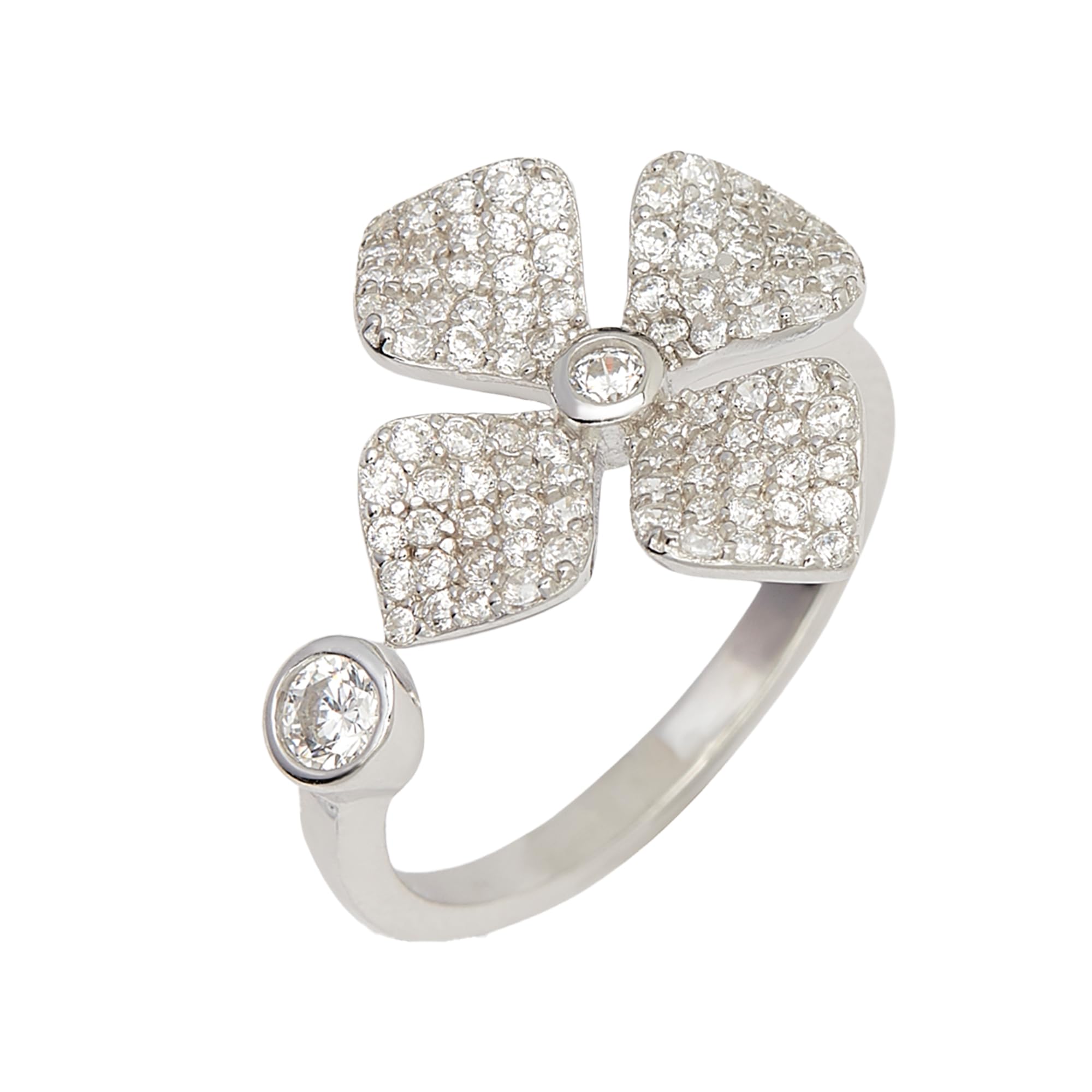 ANAYRA Diamond Flower Pure Silver Rings For Women one size, 925 Silver Rings For Women, Birthday Gift For Women, Marriage Anniversary Gift For Wife, Pure Silver Ring, Birthday Gift For Sister