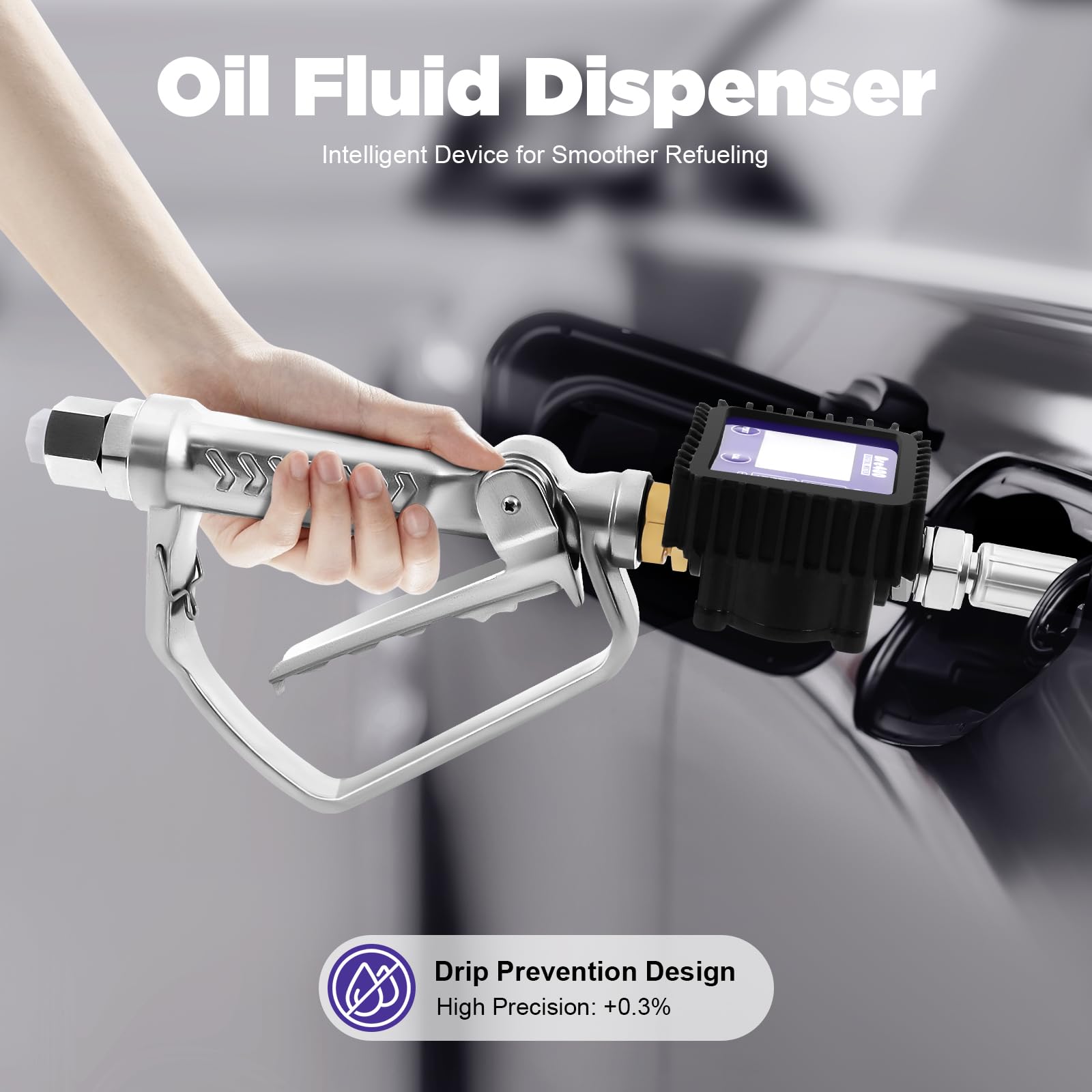 JLYNOWPT Electronic Oil Gauge Gun, Digital Oil Control Valve Meter Nozzle with 1/2