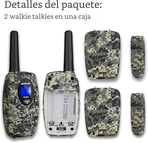 Miniatura 7 de Retevis RT628 Walkie Talkies para niños, juguetes militares para niños y niñas de 6 a 12 años, FRS Walky Talky con bloqueo de teclas, regalo